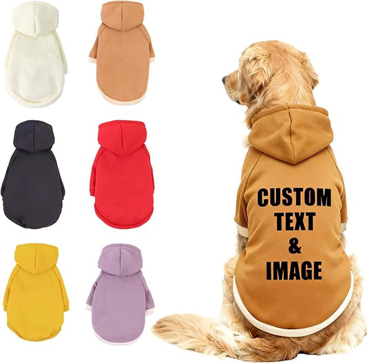 Custom Dog Hoodie, Personalized Sweatshirt with Photo Text Name Logo, Customized Hooded Sweater for Small Medium Large Dogs & Cats (Brown, Medium)