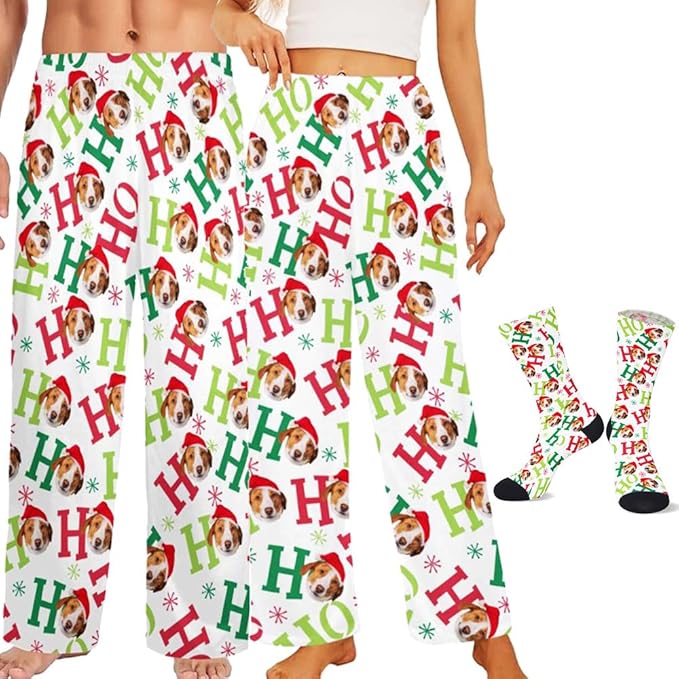 Custom Pajamas Pants with Photo for Men Women:Made in USA Personalized Pajama Trousers,Gifts for Wife Husband