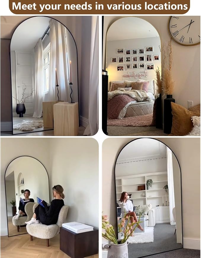DMWOODFL 77x38 Inch Gold Arched Full Length Mirror