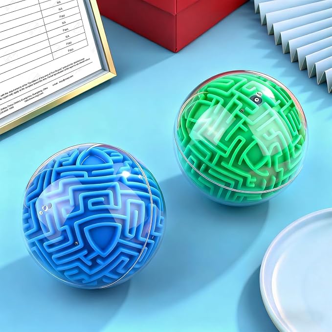 YongnKids 2 Pcs 3D Puzzle Maze Ball Brain Teaser for Kids Boys Girls | Gravity Puzzle Ball Educational Toys for Student Teens Adults, Travel, Classroom Prize,Family Party,Birthday Gift(blue,green)