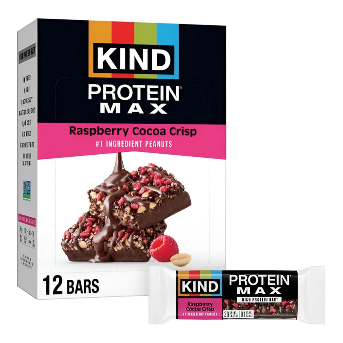 KIND Protein MAX Crispy Chocolate Peanut Butter Snack Bars, 20g of Protein, Keto Friendly, 1g of Sugar Per Bar, Gluten Free, 12 Count Box