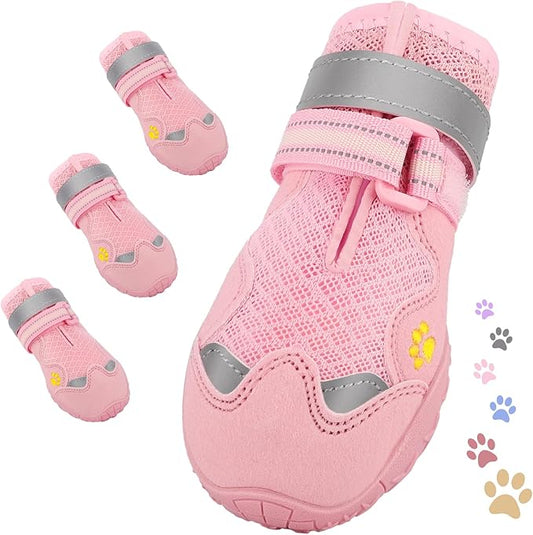 Dog Shoes for Large Medium Small Dog, Mesh Breathable Dog Shoes for Hot Pavement, Anti-Slip Dogs Boots Paw Protectors with Reflective for Outdoor Walking Indoor Hardfloors (Size 6)