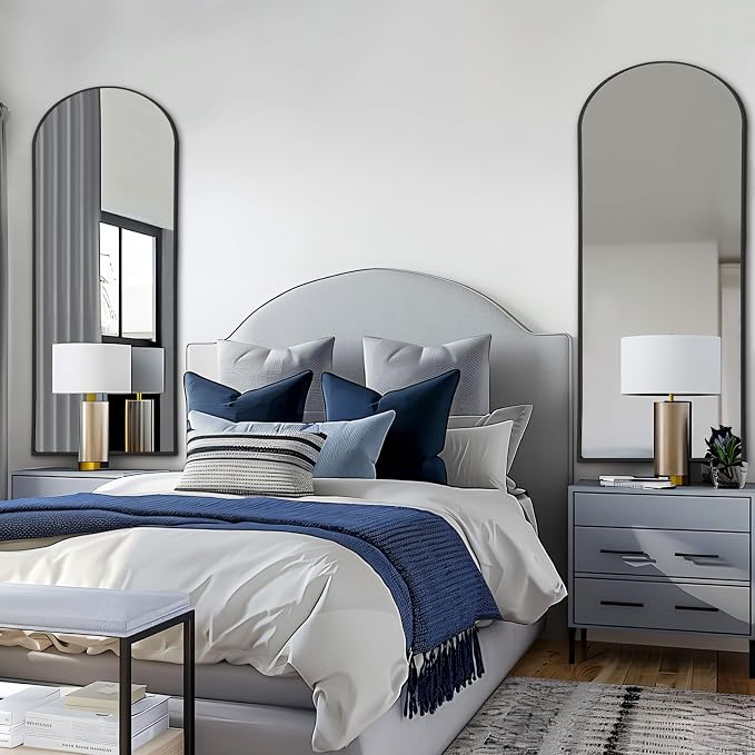 56"X18" Arched Full Length Mirror, Tempered Glass Full Body Mirror