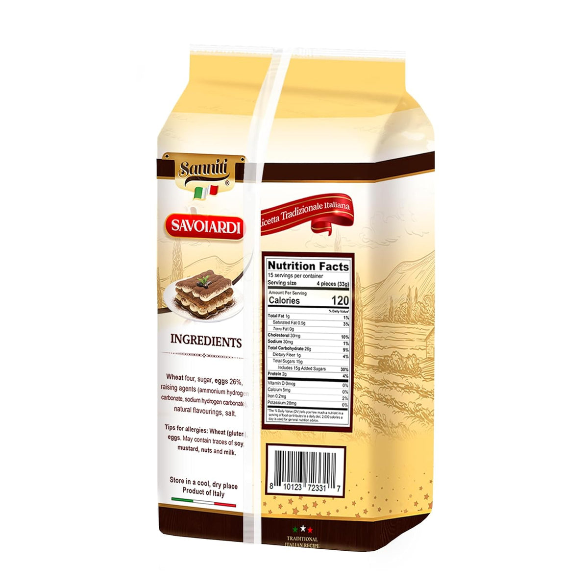 Sanniti Italian Savoiardi Ladyfingers Cookies | Product of Italy | Biscuits Great for Snacking and Tiramisu, 500 Grams (17 oz)