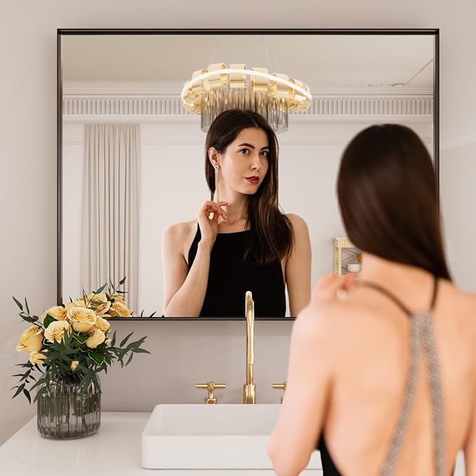 LOAAO Black Bathroom Mirror 30"X36"