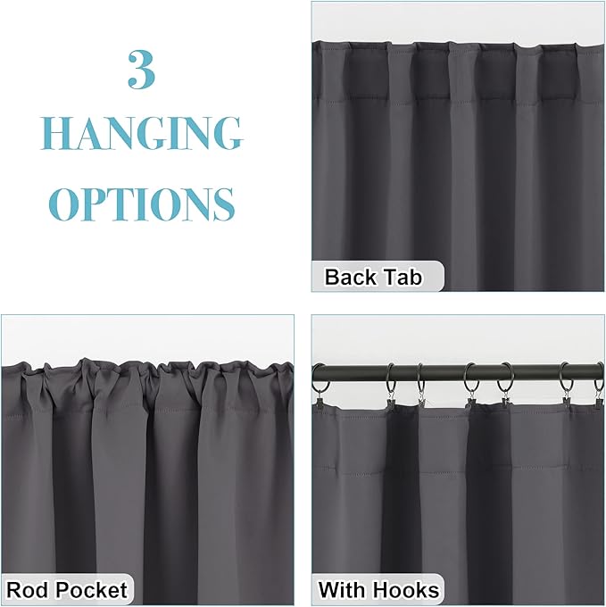 RYB HOME Blackout Curtains for Kitchen, Room Darkening Half Window Treatment