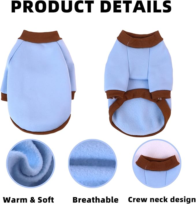 Custom Dog Hoodie, Personalized Sweatshirt with Photo Text Name Logo, Customized Hooded Sweater for Small Medium Large Dogs & Cats (Blue + Brown Border, Large)