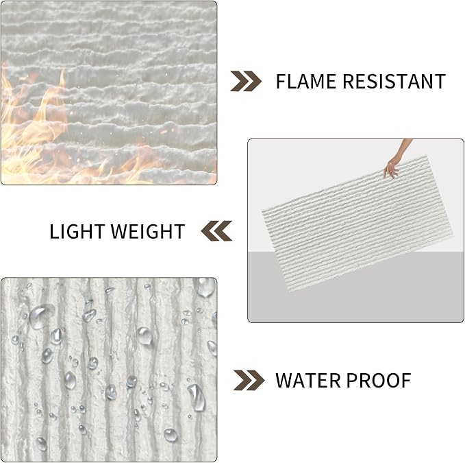 3D Faux Stone Wall Panels, Lightweight & Waterproof Accent Marble Flowing Stone