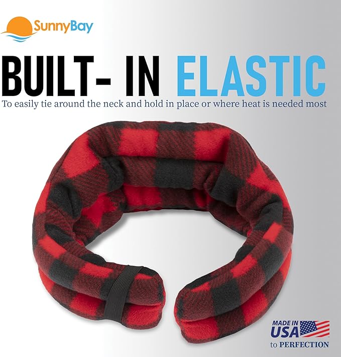 SunnyBay Microwave Heating Pad, Microwavable Heated Neck and Shoulder Wrap, Moist and Weighted Hands-Free Beanbag Pack with Wide Neck Coverage, 2.5 lbs, 26 Inches Long-Length, Made in USA, Buffalo