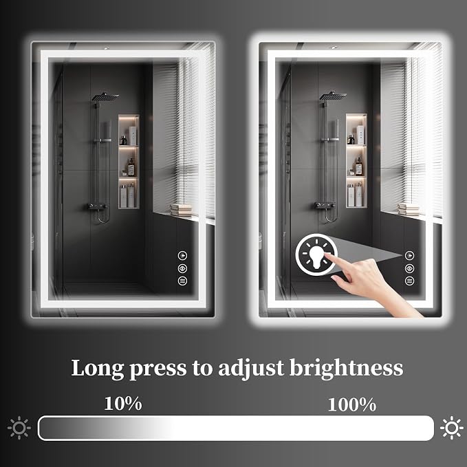 Koonmi 48"x32" LED Mirror for Bathroom, 90CRI Anti-Fog Vanity Mirror