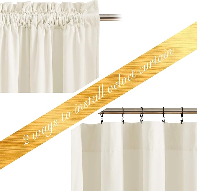 NICETOWN Ivory White Velvet Curtains 84 inches, Luxury Sound Reducing Heavy