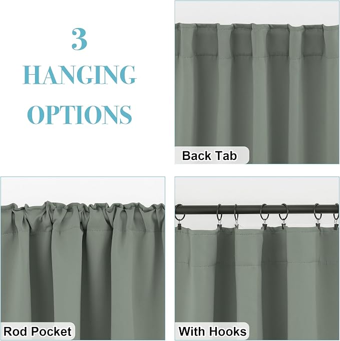 RYB HOME Blackout Curtains for Bathroom, Thermal Insulated Light Block Small