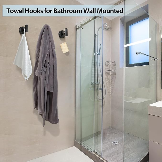 Kruodop Towel Hooks for Bathroom, 2 Packs Wall Mount Towel Holder, Stainless