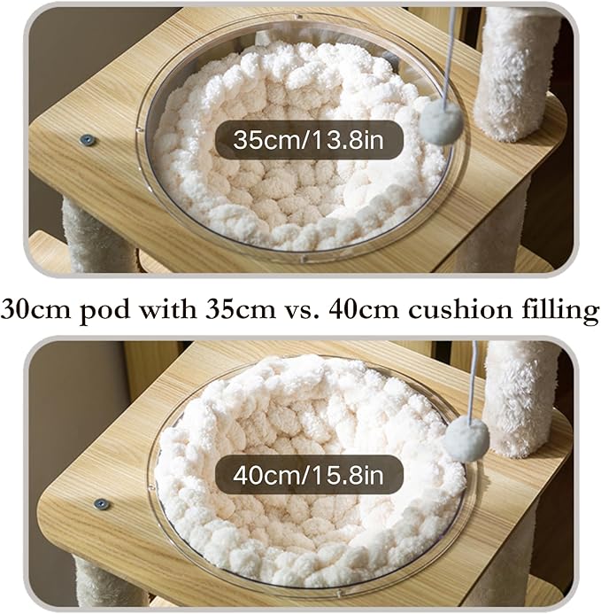 Cat Knitted Bed Mat, Extra-Soft Washable Warm Round Pads Cushions for Indoor Kittens, Cat Trees Towers, Perfect for Kneading and Sleeping (White,Small)