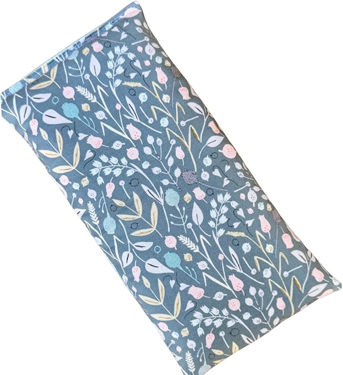 Microwave Heating Pad Flax Seed, Scented Unscented, Good for Back Pain Cramps, Moist Heat Therapy Ice Pack, Microwavable Bean Bag, 6" x 12" (Green Floral, Chamomile)
