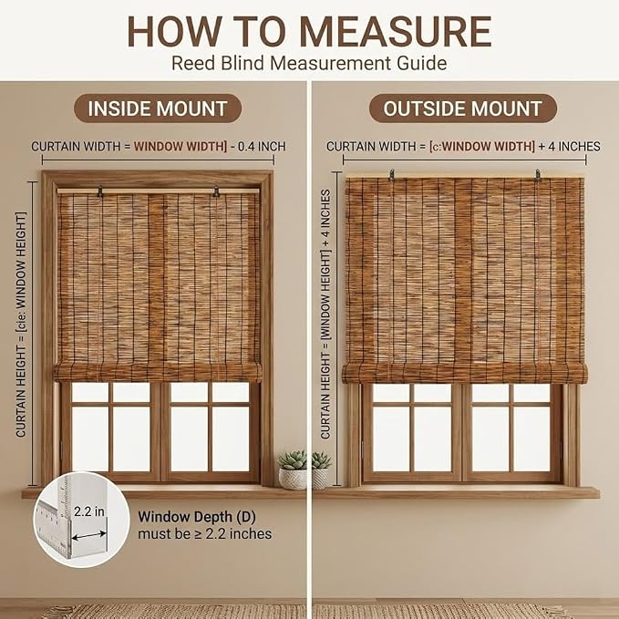 Bamboo Roller Shades for Outdoor Patio, Outside Waterproof Sun Shade, Privacy