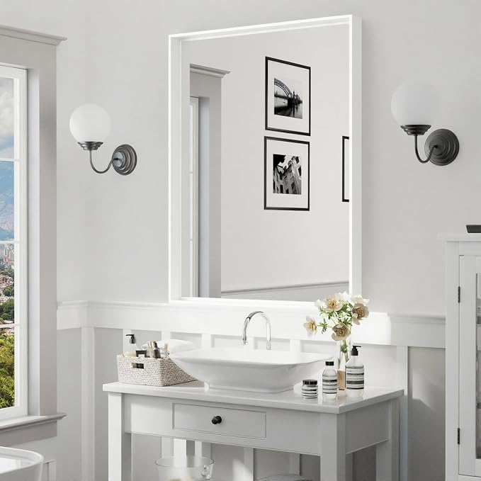 24x36 Inch White Bathroom Mirrors