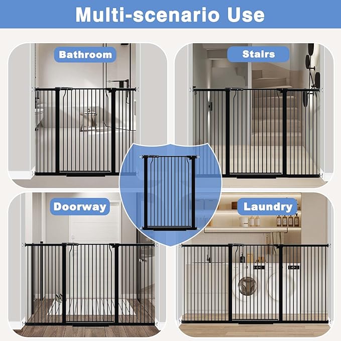 40.5" Extra Tall Baby Gate for Stairs, 29.5"-40.5" Extra Wide Dog Gate Indoor for The House, Auto Close Pressure Mounted Safety Child Toddler Gate, Pet Gate for Doorways Kitchen, Black
