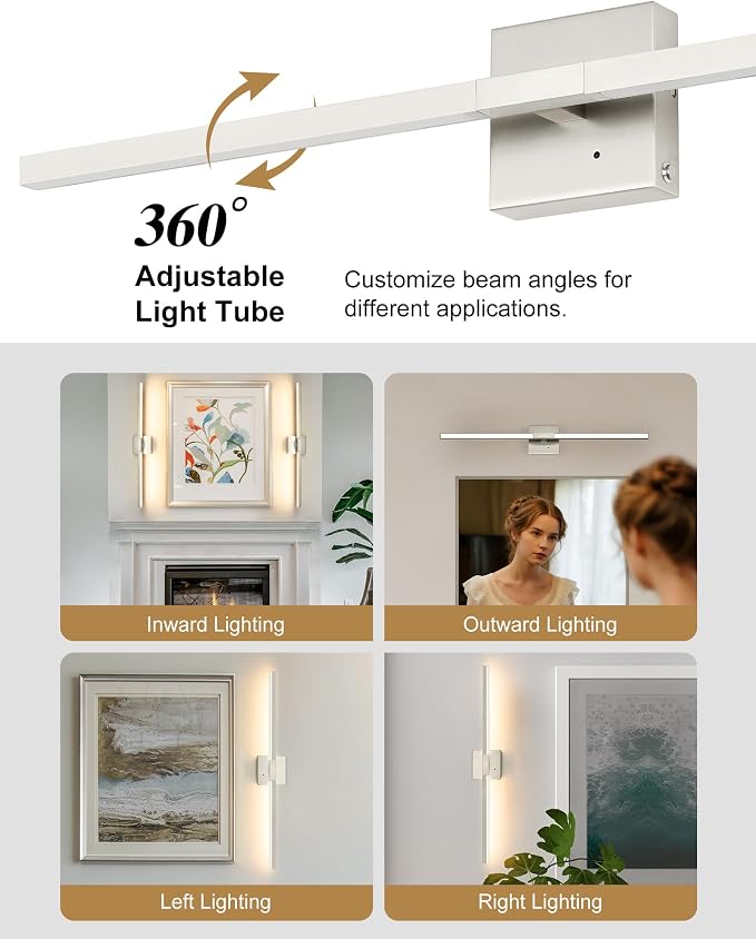 Rayogale Rechargeable Battery Operated Wall Sconce Set of Two, 24 Inch