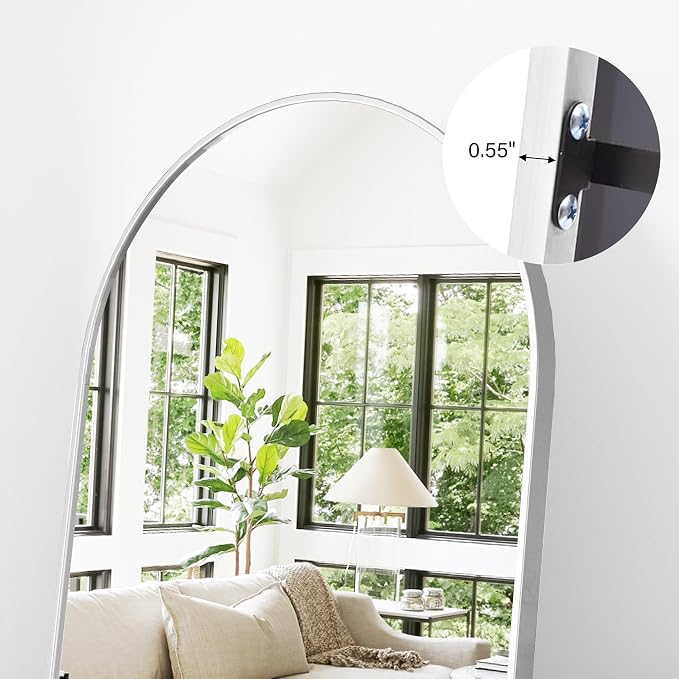 Arched Floor Mirror, Standing Mirror Hanging or Leaning, Body Mirrors
