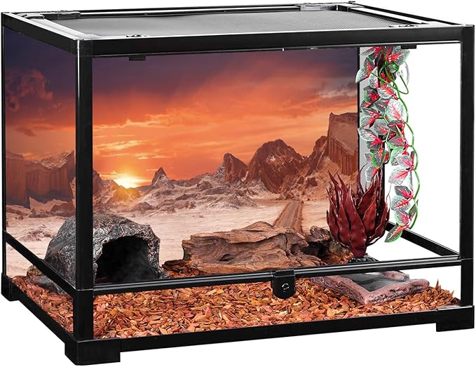 AWERT 36x18 inches Sun and Desert Terrarium Background Orange Reptile Habitat Background Durable Polyester Background
