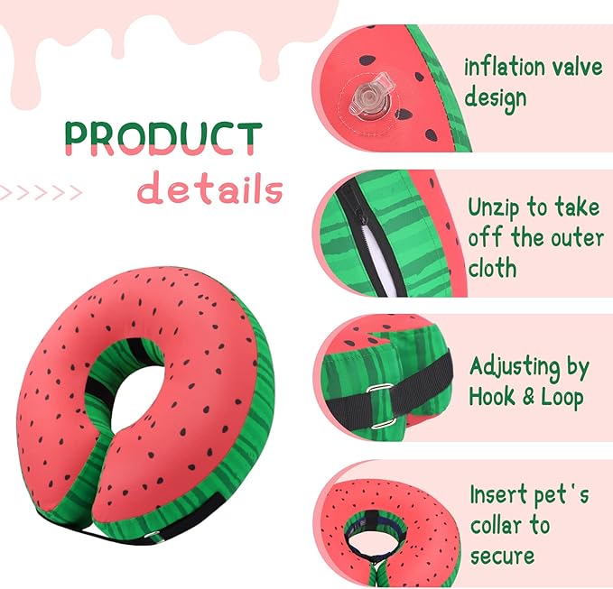 Supet Inflatable Dog Cone Collar for Large Medium Small Dogs, Soft Cone Collar for Dogs Cats, ECollar Doggie Neck Donut Dog Cone Alternative After Surgery