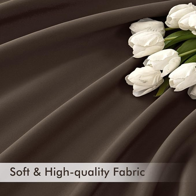 MIULEE Chocolate Brown Back Tab Blackout Curtains 72 Inches Long 2 Panels Set