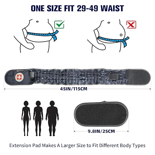 Decompression Back Belt with Electric Inflatable Pump -Lumbar Support Belt for Lower Back Pain Relief, Air Traction Device Fits Waist Size 29-49 Inches (Blue)