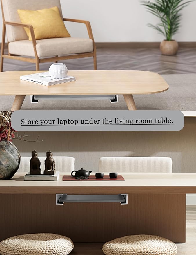 Under Desk Mount Holder or Wall Mount, Fit for Laptop, Keyboard, Routers, Modems, Cable Box, Network Switch and Devices Up to 40mm/1.57in Thick (White)