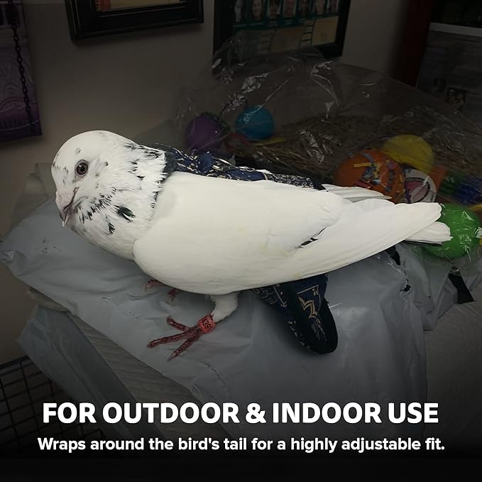 Hen Holster Wrap-Around Bird Diaper & Harness for Larger Pigeons, Small Breed - with Removable Liner, Adjustable Fit for Outdoor Adventures & Indoor Use, Easy to wear - Purple, XS