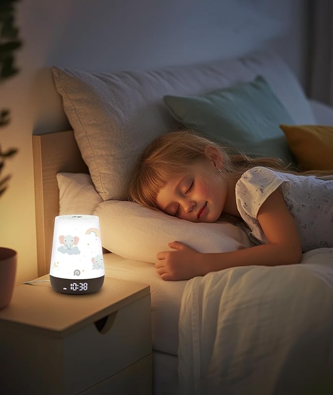 Dreamegg Nite 1 - Baby Sound Machine, Sleep Trainer, Night Light for Kids, Ok to Wake Alarm Clock, 34 Soothing Sounds, App Control, White Noise Sound Machine for Baby Kids Nursery(Sleepy Ellie)