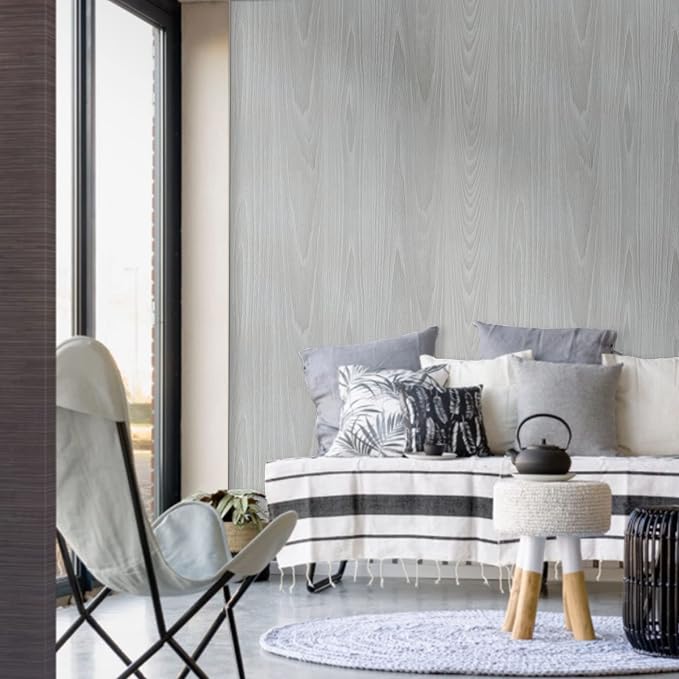 practicalWs Grey Wood Wallpaper 17.7''×787.4''