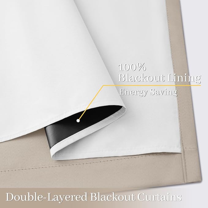 Yakamok 100% Blackout Curtain Panels 84 inches Cold and Light Blocking Drapes