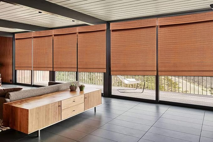 Letau No Drill No Tools Cordless Wood Window Shades Blinds, Bamboo Light