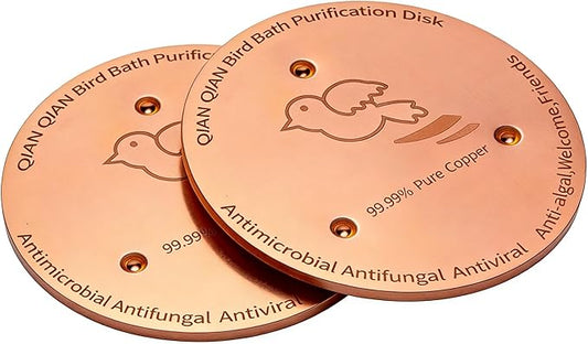 Bird Bath Copper Disk, Copper Bird Bath Purification Disk, Pure Copper Cleaning Disk with Triple-Point Support for Physical Safe Clean Water All-Season, Universal Fit for Outdoor Bird Baths & Bowls
