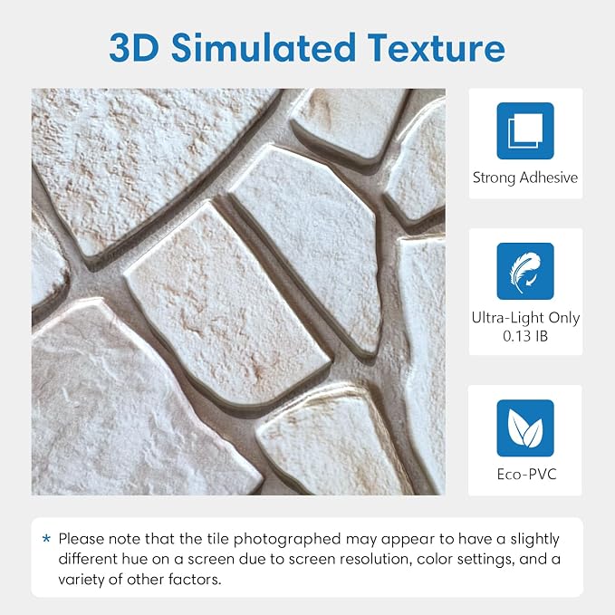 COMSTICKC 3D Faux Stone Wall Sticker Peel and Stick Wall Panels, Not Real Stone