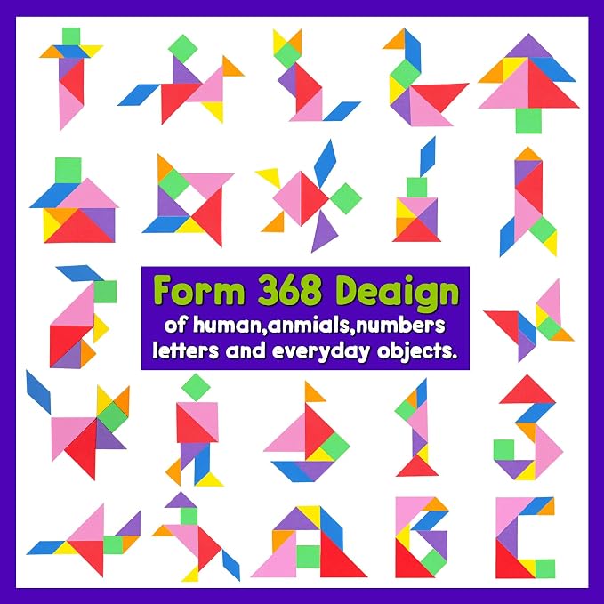 Travel Tangram Puzzle with 2 Sets Magnetic Jigsaw Boards & 368 Patterns and Solutions, Montessori STEM Airplane & Road Trip Games, Educational Brain Teaser Toy Gift for Kids & Adults