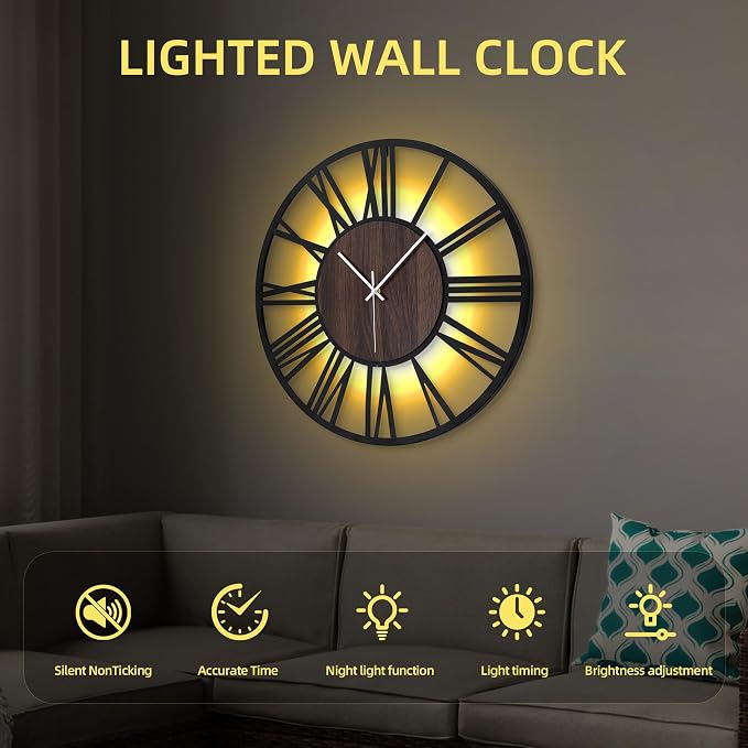 LEIKE 24'' Lighted Wall Clock