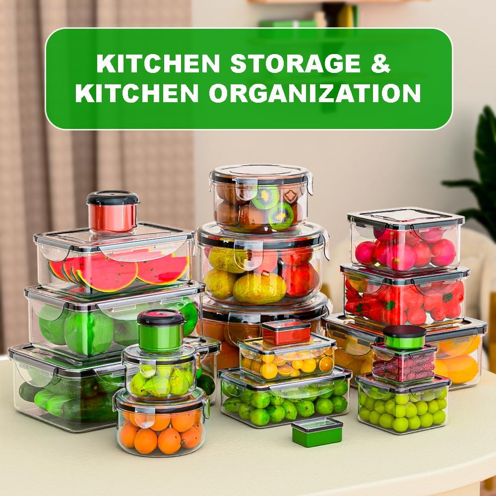 54 Pcs Food Storage Containers with Lids Airtight, (27 Containers &27 Lids) Reusable BPA-Free Plastic Food Containers for Kitchen Organization, Leak Proof Freezer/Microwave Safe Meal Prep Lunch Boxes