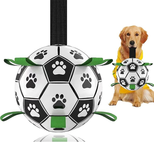 Dog Toys Soccer Ball, Interactive Dog Toys for Tug of War, Puppy Birthday Gifts, Tug Toy, Water Toy, World Cup Durable Balls for Medium & Large Dogs（8 INCH