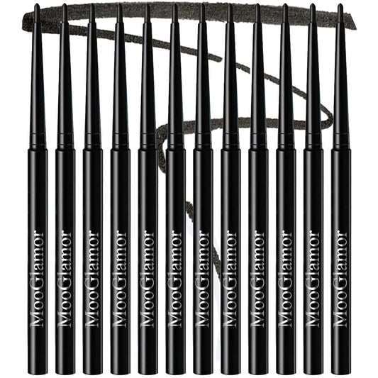 12 Pcs Black Eyeliner Pencil Gel Eyeliner Pen with Retractable and Waterproof Eye Liner for Bold and Defined Eye Liner(Black)