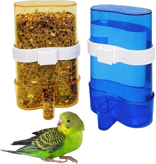 Parakeet Water Dispenser Parrot Water Feeder Bird Seed Container for Cage Cockatiel Cage Accessories Automatic Feeding for Budgies Finch Small Birds 2pcs