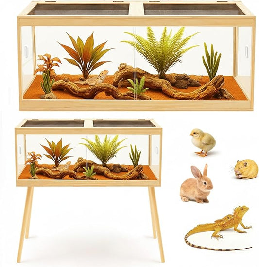 47" L×20" W×20" H Bearded Dragon Tank (up to 79 Gallons) with Legs – Reptile Enclosure, Lizard Terrarium with Sliding Door & Metal Mesh Top, Suitable for Reptiles, Snakes, Hamsters