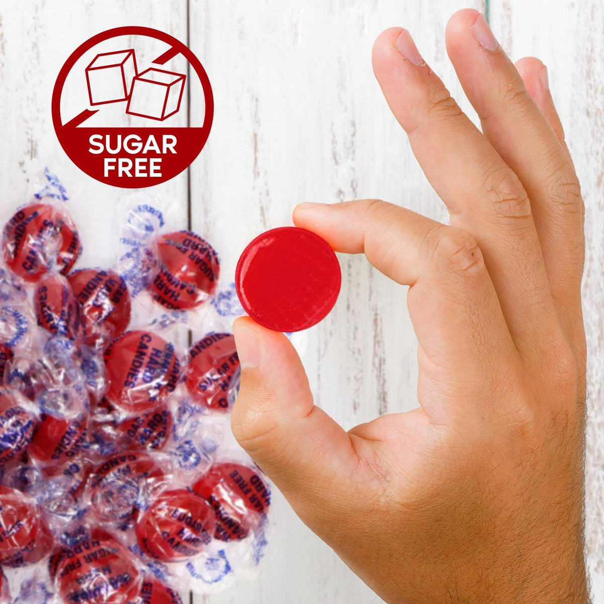 Sugar Free Hot Cinnamon Hard Candy Discs 1 Pound Candies - Approx. 75 Individually Wrapped Red Fiery Cinnamon Candies For Snacks & Treats, Sugar Free Candy - Taboom