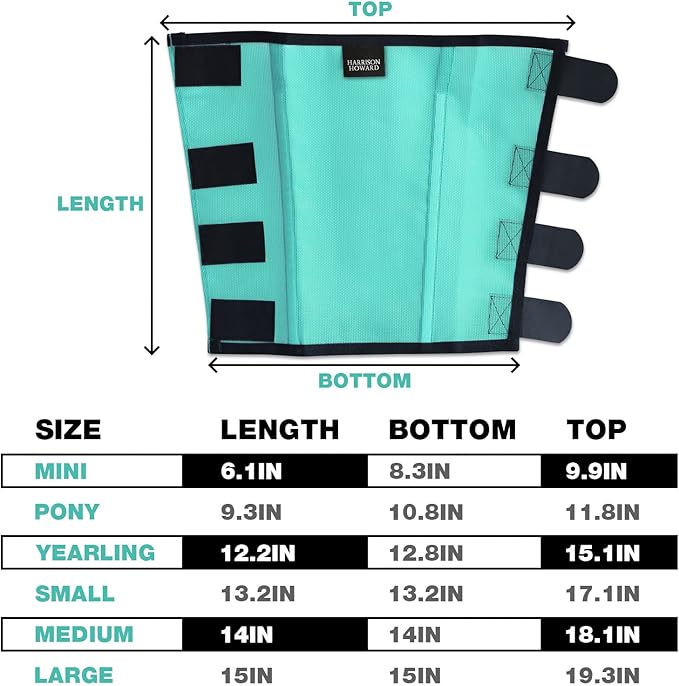 Harrison Howard Loose Fitting Fly Boots UV-Protective Extra Tough Mesh Ventilated Four Fasteners Stay-on Design Protect Horse Legs & Stomp-Reducing Set of 4 Mint Large