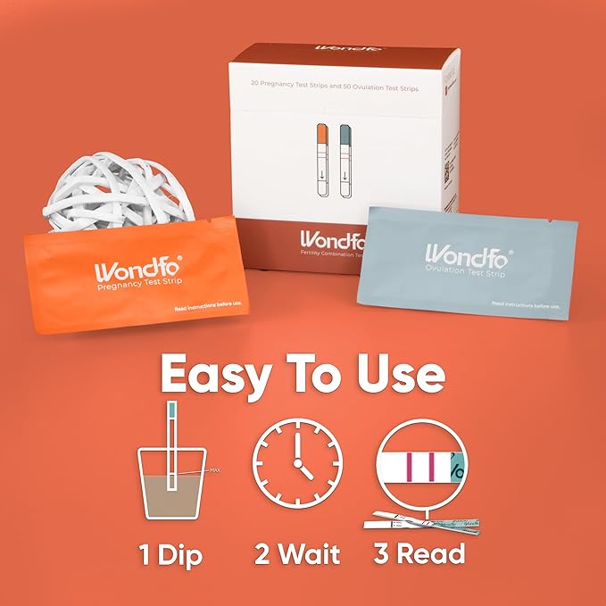 Wondfo 100 Ovulation Test Strips and 20 Pregnancy Test Strips Kit - Rapid Test Detection for Home Self-Checking Urine Test (100 LH + 20 HCG)