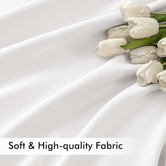 MIULEE Pure White Back Tab Blackout Curtains 84 Inch Length 2 Panels Set