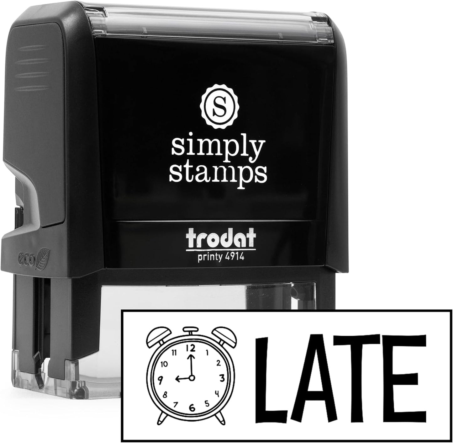 Custom Self-Inking Stamps | 49 Fun Phrases | Grading Made Easy | Classroom & Library Book Stamps (Late, Xtra Large)