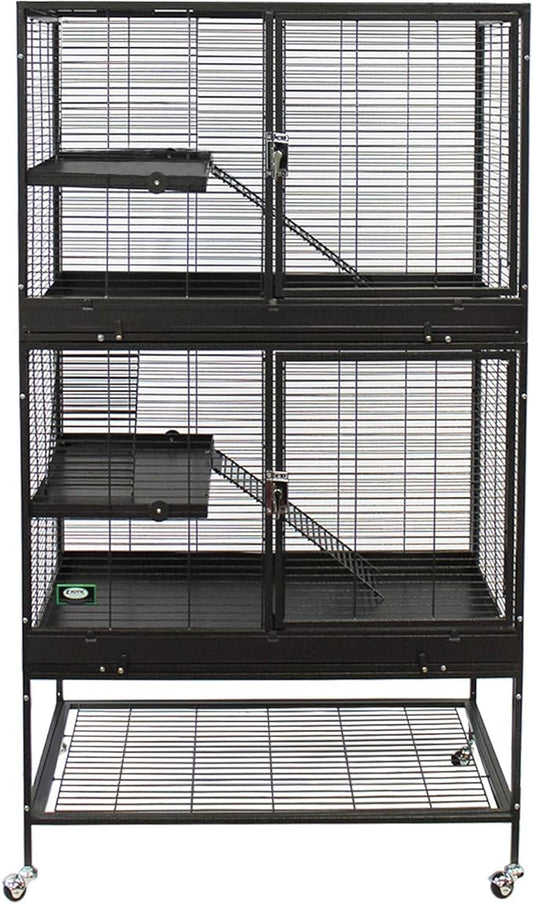 Durable All-Metal Mansion Cage for Chinchillas, Rats, Ferrets, Degus, Prairie Dogs (4-Level)