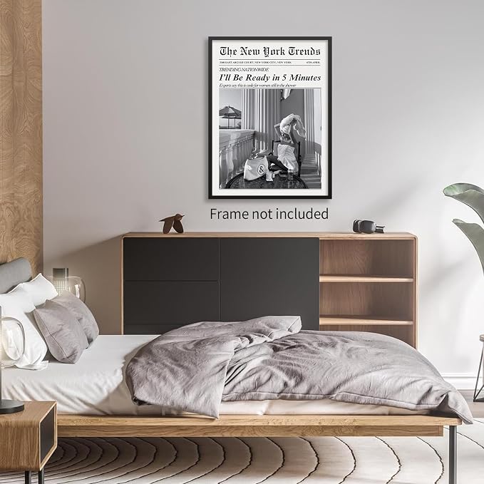 Vintage Newspaper Wall Art Trendy Black and White Aesthetic Posters Funny I'll